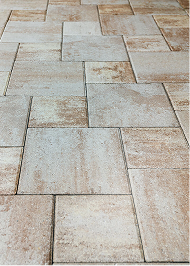 Restored paver driveway after sealing